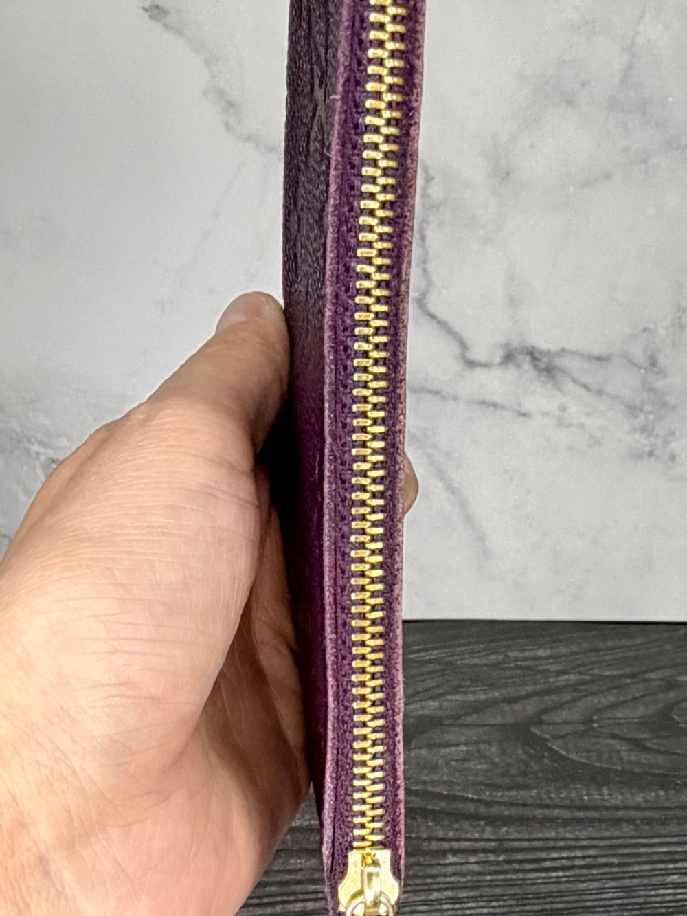 Louis Vuitton Purple Aubergine Empreinte Leather Zippy Pouch - Picture 6 of 9